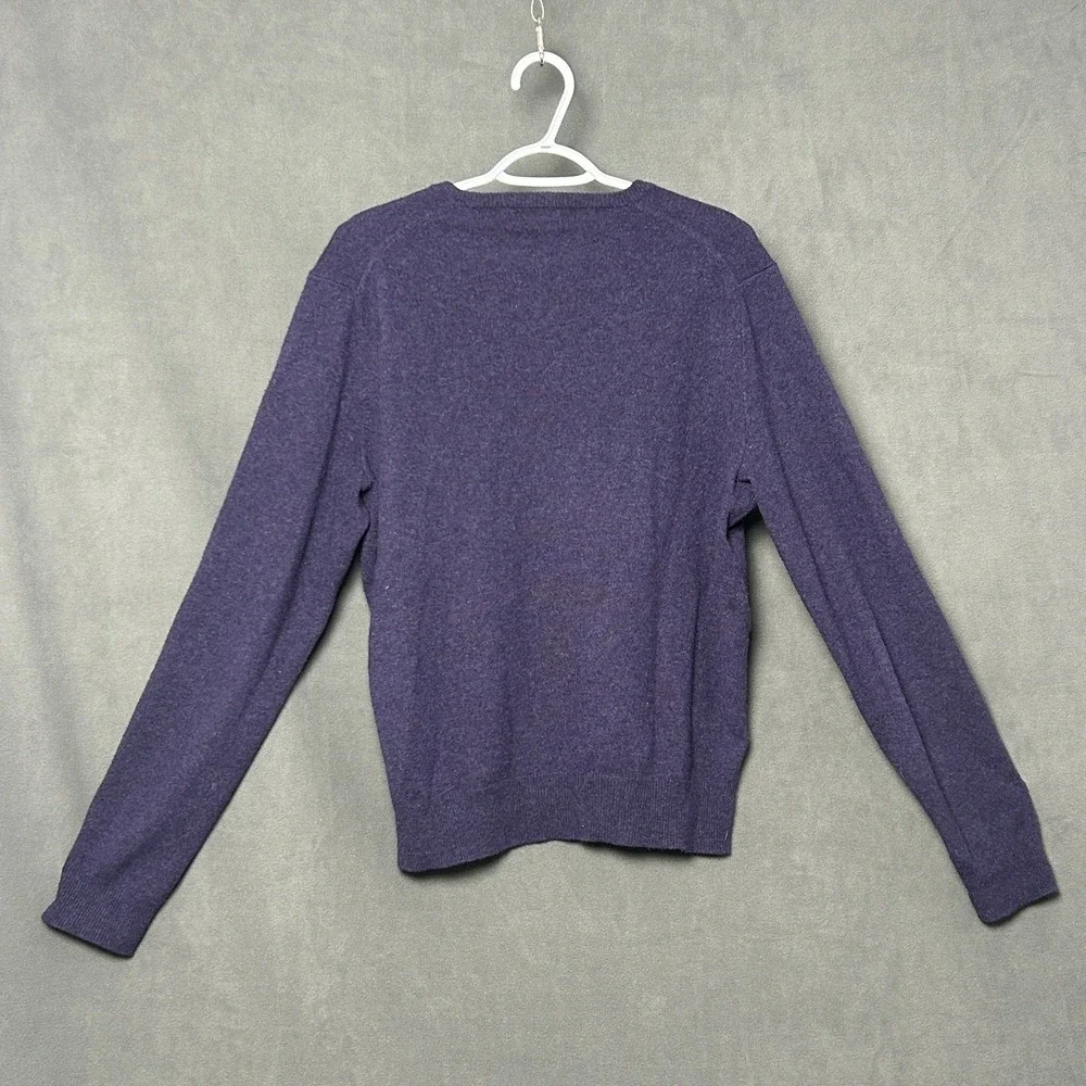 Vintage Polo Ralph Lauren Mens L Purple Lambswool V-Neck Pullover Knit Sweater